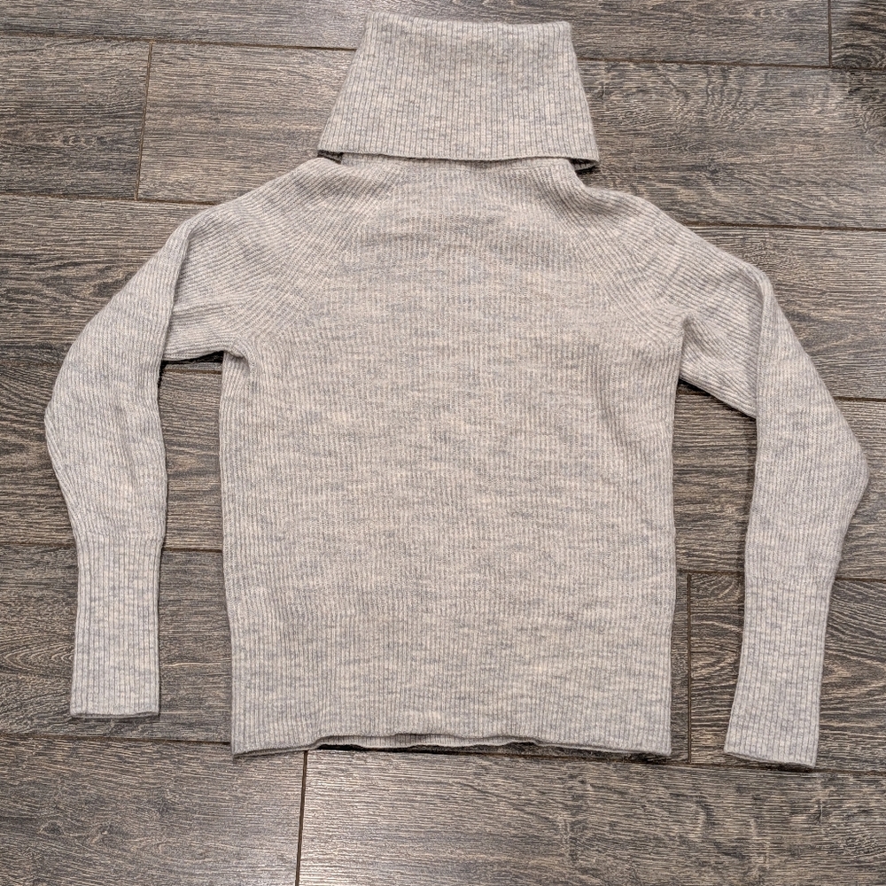 Quince Baby Alpaca Wool Blend Turtleneck Sweater Light Grey Heather Size S